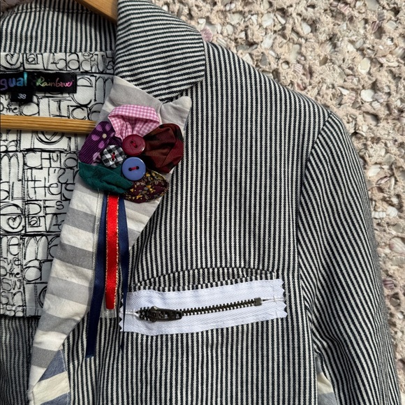 Desigual Multi Media Embellished Striped Jacket - Picture 2 of 12